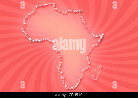 Typograhpy illustrazione dell Africa mappa Foto Stock