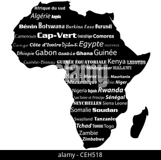 Typograhpy illustrazione dell Africa mappa Foto Stock