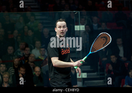 Nick Taylor ha vinto la Nazionale Campionato di Squash O35 titolo per il terzo anno consecutivo a Sportcity, Manchester 2012 Foto Stock