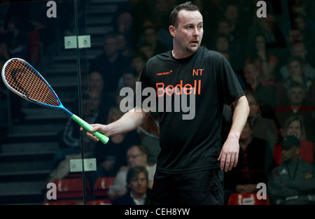 Nick Taylor ha vinto la Nazionale Campionato di Squash O35 titolo per il terzo anno consecutivo a Sportcity, Manchester 2012 Foto Stock