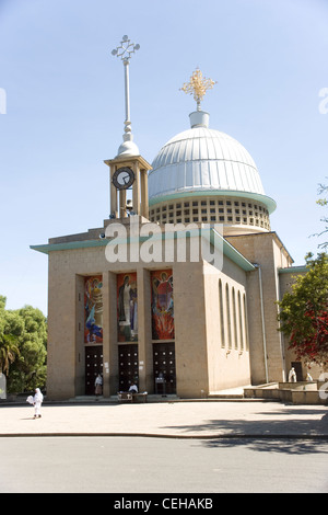 Debre Libanos chiesa sul lato della Rift Valley africana a nord di Addis Abeba in Etiopia Foto Stock