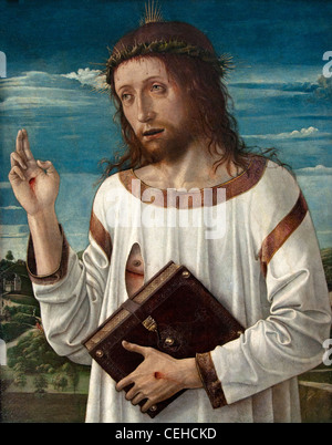 Giovanni Bellini Italiano 1459 - 1516 Venezia Italia Le Christ bénissant Cristo benedicente 1465 - 1470 Museo di Pittura Foto Stock