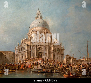 Il Doge di Venezia va a Santa Maria della Salute fine della peste nel 1630 da Francesco Guardi Italia Italiano Foto Stock