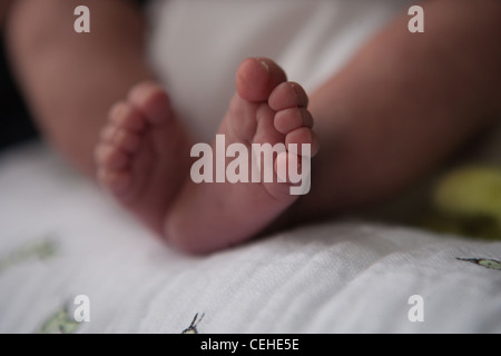 Neonato piedi con lunghe unghia toenail toe Foto Stock