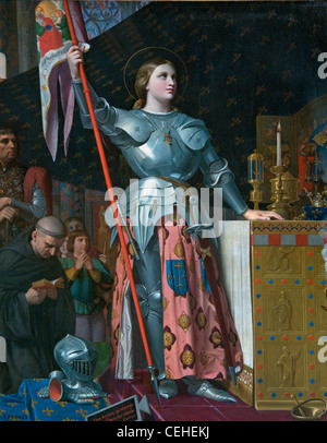 Jeanne d`Arc Saint - GIOVANNA d'Arco. L'incoronazione re Carlo VII, 1403-61 Reims cattedrale INGRES Jean Auguste Dominique 1855 Francia Foto Stock