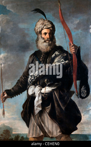 Querrier Oriental guerriero orientale Pirate Saraceno 1650 Pier Francesco Mola 1612-1666 Alto Barocco italiano Foto Stock