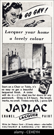 Annuncio originale negli anni Quaranta era pubblicità su riviste JAPLAC smalto vernice lacca VAI GAY Foto Stock