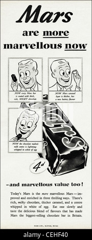 Pubblicità originale in 1940s era rivista pubblicità MARS BAR cioccolato Foto Stock
