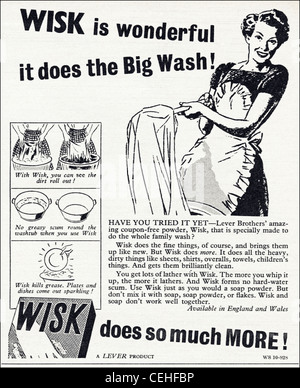 Annuncio originale negli anni Quaranta era pubblicità su riviste WISK detersivo in polvere dalla leva FRATELLI Foto Stock