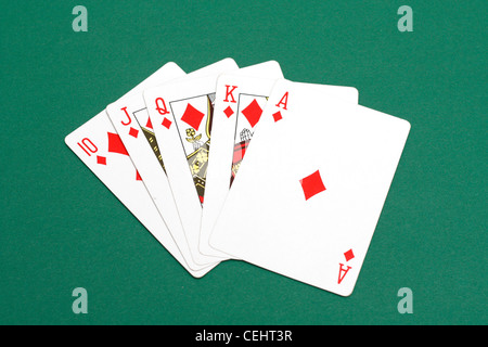 Una perfetta mano di poker Foto Stock