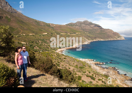 I turisti nei pressi di Chapman's Peak,Cape Town,Provincia del Capo occidentale Foto Stock