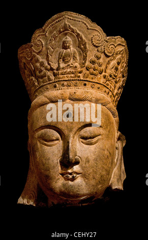 Bodhisattva Avalokitesvara Guanyin Tiara Cina Song Dynasty periodo 960 -1279 o Yuan 1279 - 1367 cinese di annunci Foto Stock