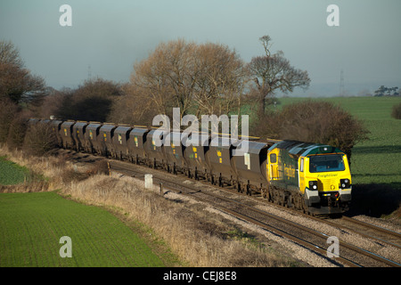 Freightliner classe 70 tiene 4Z68 11.50 Ratcliffe Power Station a Crewe Hall Basford vuoto treno del carbone Foto Stock