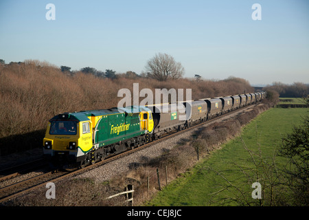 Freightliner classe 70 tiene 4Z68 11.50 Ratcliffe Power Station a Crewe Hall Basford vuoto treno del carbone Foto Stock