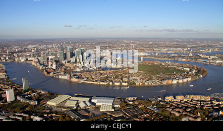 Immagine aerea dell'Isola dei cani, Millwall, Londra E14 Foto Stock