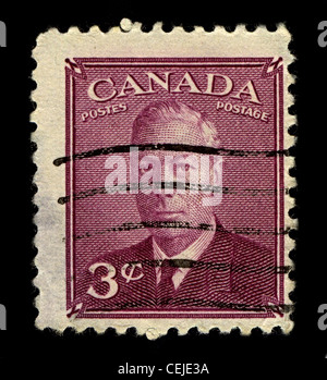 CANADA-circa 1950:un timbro stampato in Canada mostra immagine di George VI era il re del Regno Unito e signorie del Commonwealth Britannico dal 11 dicembre 1936 fino alla sua morte, del 1950 circa. Foto Stock