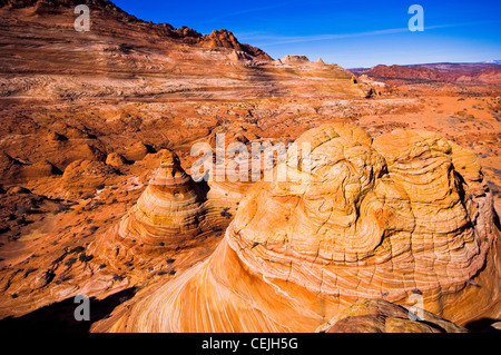 Il Wave è una roccia arenaria formazione situato negli Stati Uniti d'America nei pressi di Arizona e Utah confine. Foto Stock