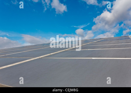 Tetto con totalmente integrato del pannello solare, sistema fotovoltaic, Italia Foto Stock