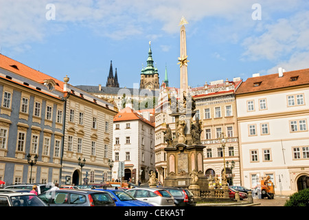 La Colonna della Santissima Trinità in Lesser Town Square a Praga, Repubblica Ceca Foto Stock