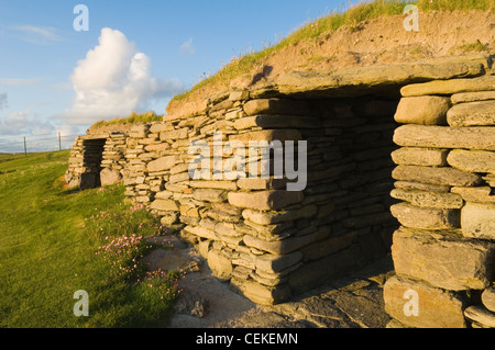 Il Knap di Howar, conservato il cascinale neolitico sull isola di Papa Westray nelle isole di Orkney, Scozia. Foto Stock