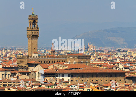 Palazzo Vecchio / torre campanile, Firenze, Toscana, Italia Foto Stock