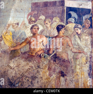 L'Italia, Napoli, Napoli Museo, da Pompei, Casa del Poeta Tragico, Reg VI, Achille e Briseis Foto Stock