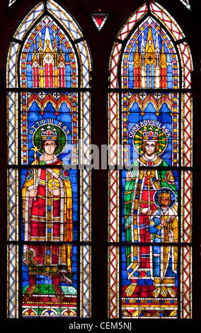 Francia, Alsazia, Strasburgo, la cattedrale di Strasburgo, Vetrata, Ottone III e Corrado II Foto Stock