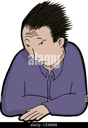 Giovane uomo asiatico con capelli pungenti isolato su bianco Foto Stock