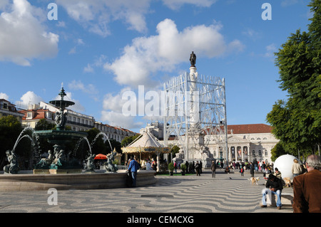 Dom Pedro IV piazza quartiere Rossio Lisbona portogallo Foto Stock