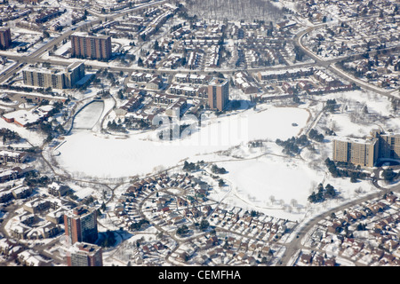 Vista aerea di Toronto con neve, Toronto, Ontario, Canada Foto Stock