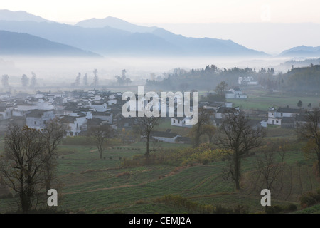 Cina ,giorno, agricoltura naturale fenomeno ,,turismo,impianto,nessuno ,albero, immagine a colori, Land includono , Anhui , nebbia, Foto Stock