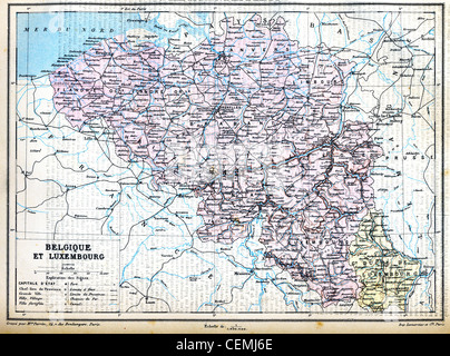 La mappa di Lussemburgo (Belgio) con segni e la loro spiegazione. Foto Stock