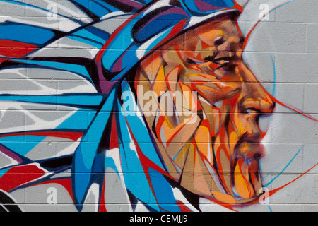 Contemporaneo di arte di strada, Native American Indian Foto Stock