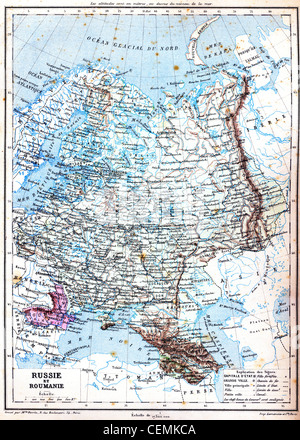La mappa di Russia e Romania con spiegazione dei segni sulla mappa. Foto Stock