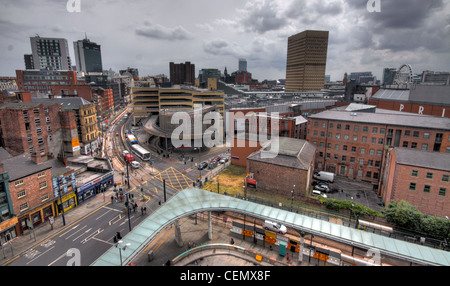 Manchester City View panorama verso il centro commerciale Arndale, Lancashire, Inghilterra, Regno Unito Foto Stock