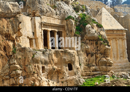 La tomba di Zaccaria, un antico monumento di pietra adiacenti ai bnei Hazir Sepolcro a Gerusalemme, Israele Foto Stock