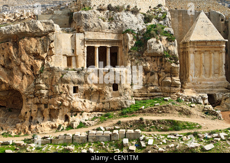 La tomba di Zaccaria, un antico monumento di pietra adiacenti ai bnei Hazir Sepolcro a Gerusalemme, Israele Foto Stock