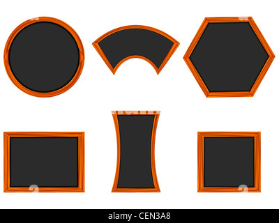 In legno Cornici geometriche contro uno sfondo bianco, astratto arte vettoriale illustrazione Foto Stock