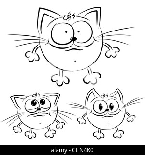 Cartoon gatti isolati su sfondo bianco per la progettazione Foto Stock