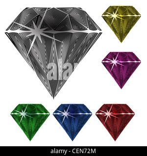 Diamanti contro uno sfondo bianco, astratto arte vettoriale illustrazione; immagine contiene la trasparenza Foto Stock