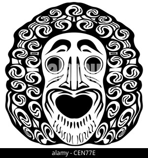 Faccia tribali contro uno sfondo bianco; abstract vettore illustrazione arte Foto Stock