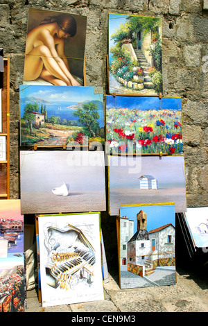 Opera di artista per la vendita e il display. Dubrovnik Croazia Foto Stock