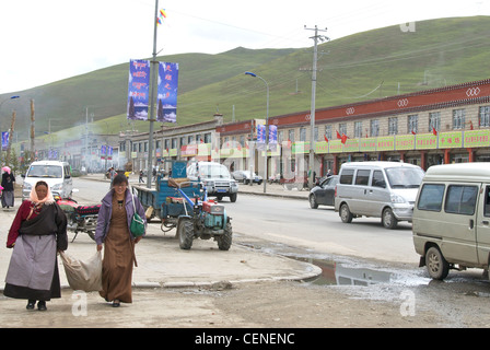 Damxung high street Foto Stock