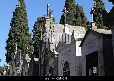 A Lisbona il più grande cimitero, Cemiterio dos Prazeres (cimitero di piaceri). Il Portogallo, Capitale Europea. Foto Stock