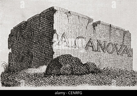 Il biglietto da visita di Antonio Canova, raffigurante un enorme blocco di marmo. Antonio Canova, 1757 - 1822. Scultore Italiano. Foto Stock