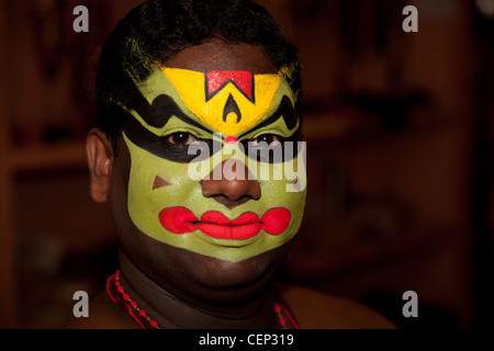 Kathakali interprete nel Kerala, India Foto Stock