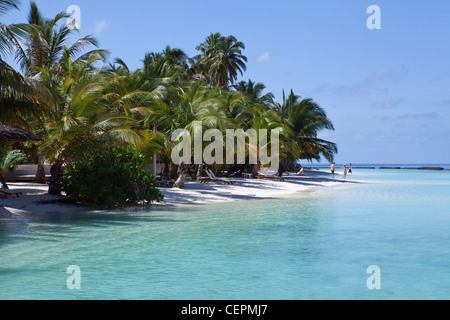 Spiaggia di Isola Kurumba, North Male Atoll, Maldive Foto Stock