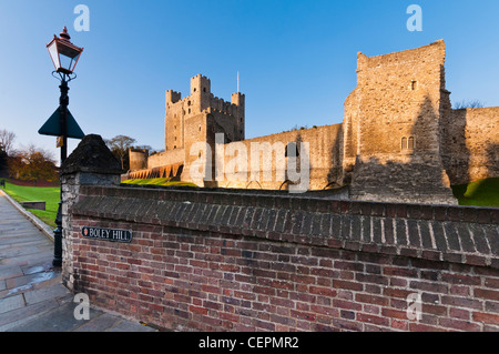 Rochester Castle a Rochester, Kent, Regno Unito Foto Stock