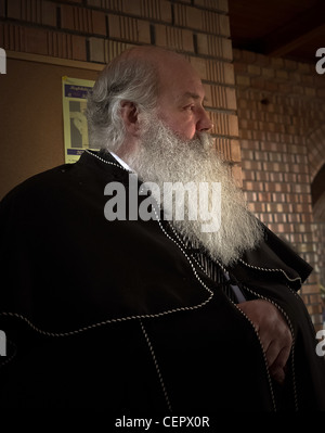 Ritratto del Reverendo Gábor Iványi, ungherese di Martin Luther King , profilo Gàbor presso il tempio evangelico. Foto Stock