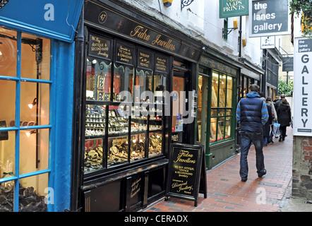 Antichi negozi di gioielleria in corsie BRIGHTON REGNO UNITO Foto Stock